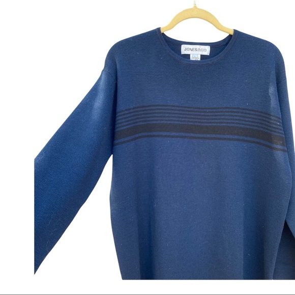 Vintage Jones & Co triple stripe crewneck pullover wool sweater sz L - Picture 6 of 7